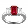 Elongated Octagon Ruby & Diamond Ring