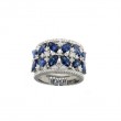 18k White Gold Wide Sapphire And Diamond Ring