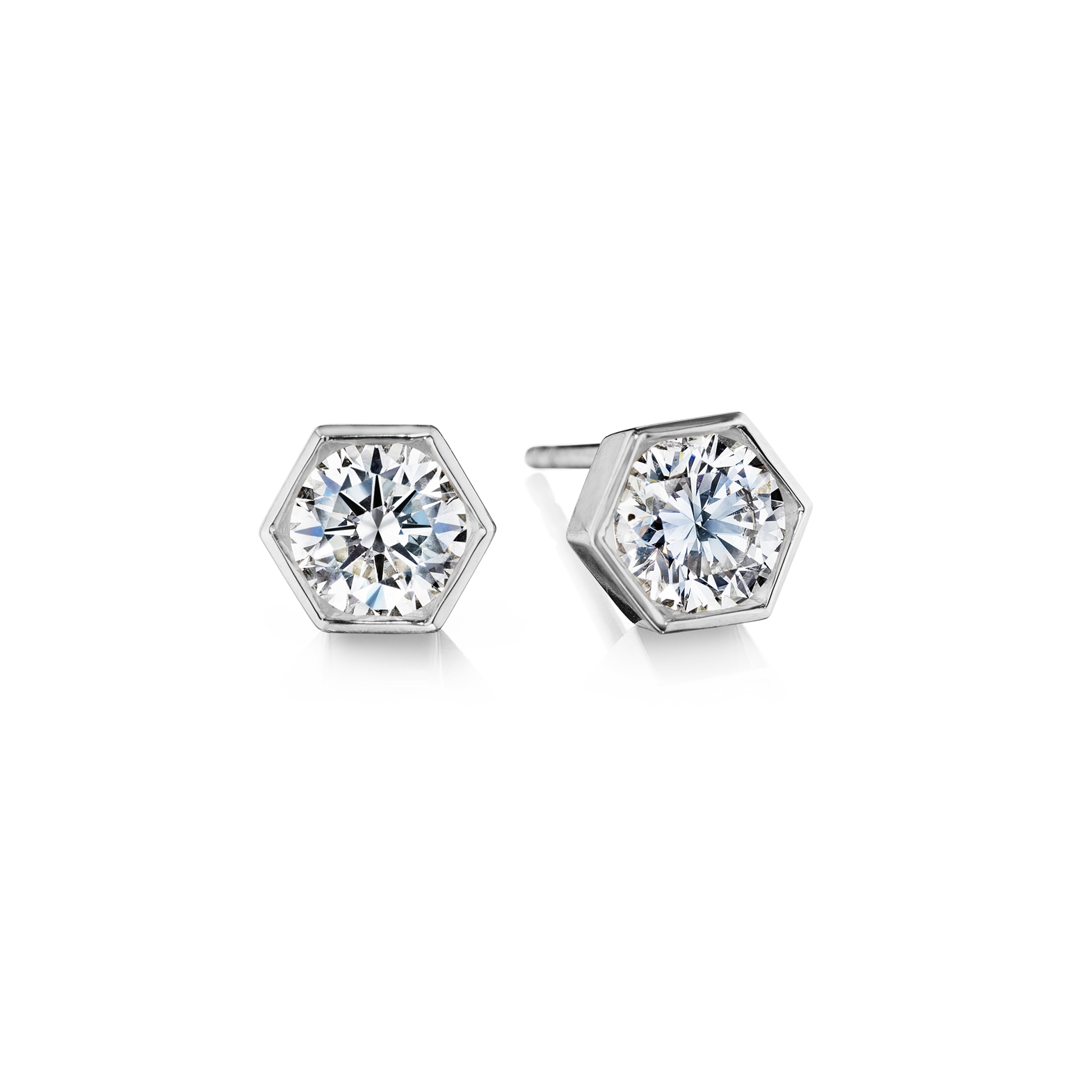 Hexagonal Diamond Studs