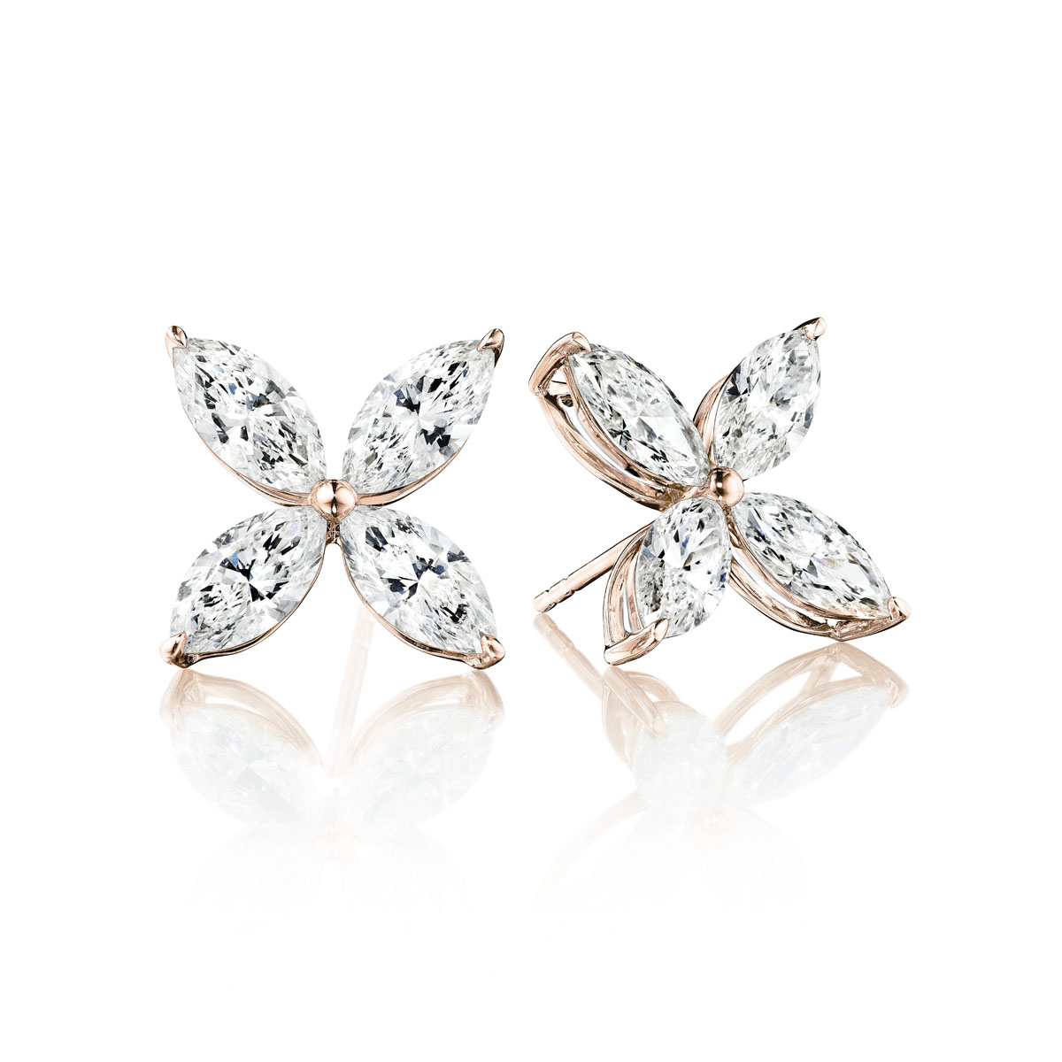 Floral Marquise Diamond Earrings