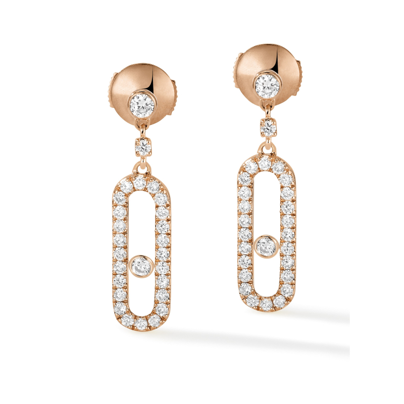 Pink Gold Diamond Stud Earrings Move Uno