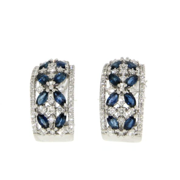 18k White Gold Sapphire And Diamnd Earrings