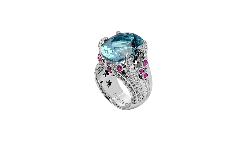 Monseo Foliage Aquamarine Ring