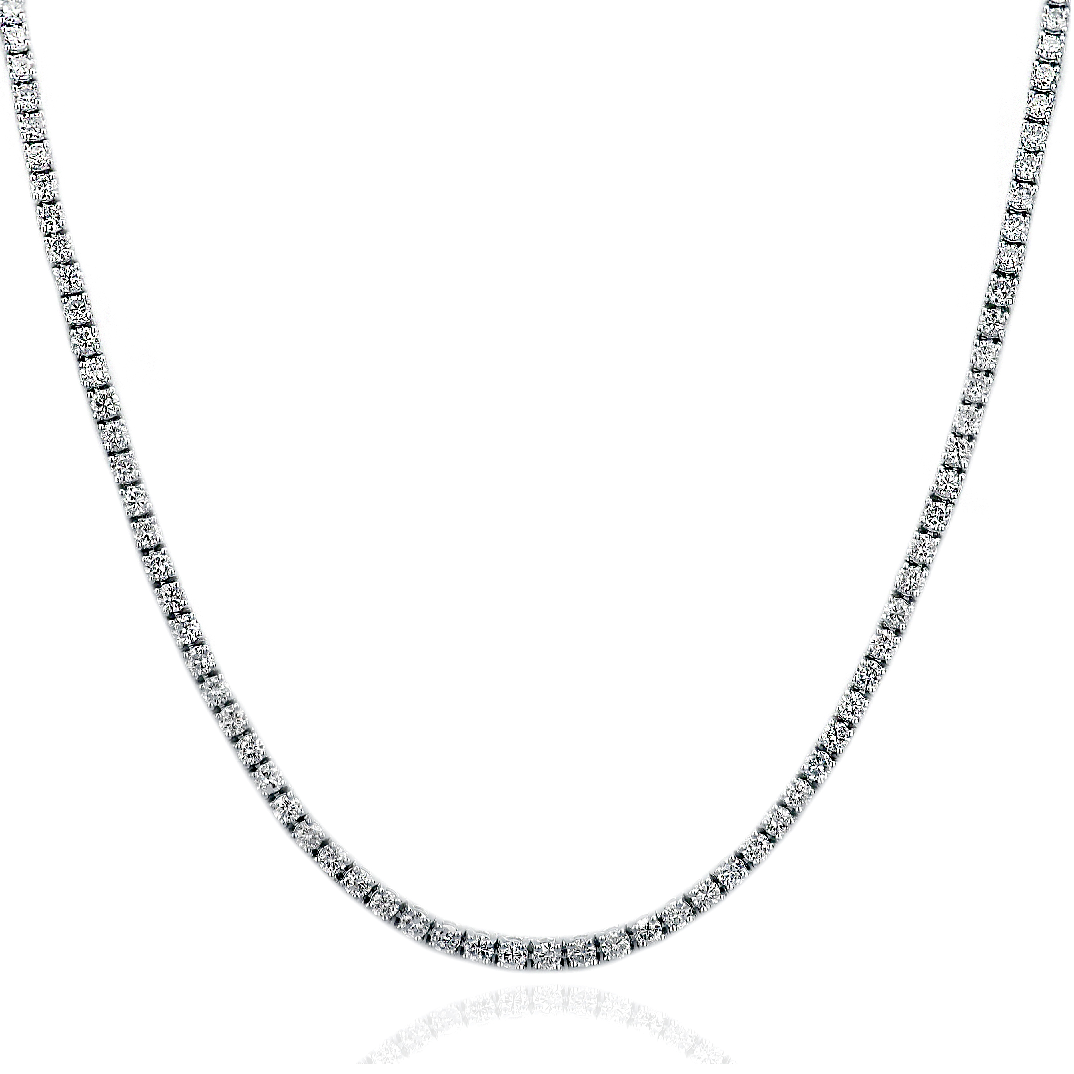 White Gold Tennis Necklace, Long