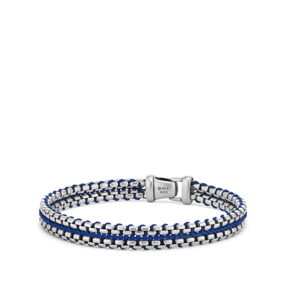 Woven Box Chain Bracelet in Blue - B15884MSSBL