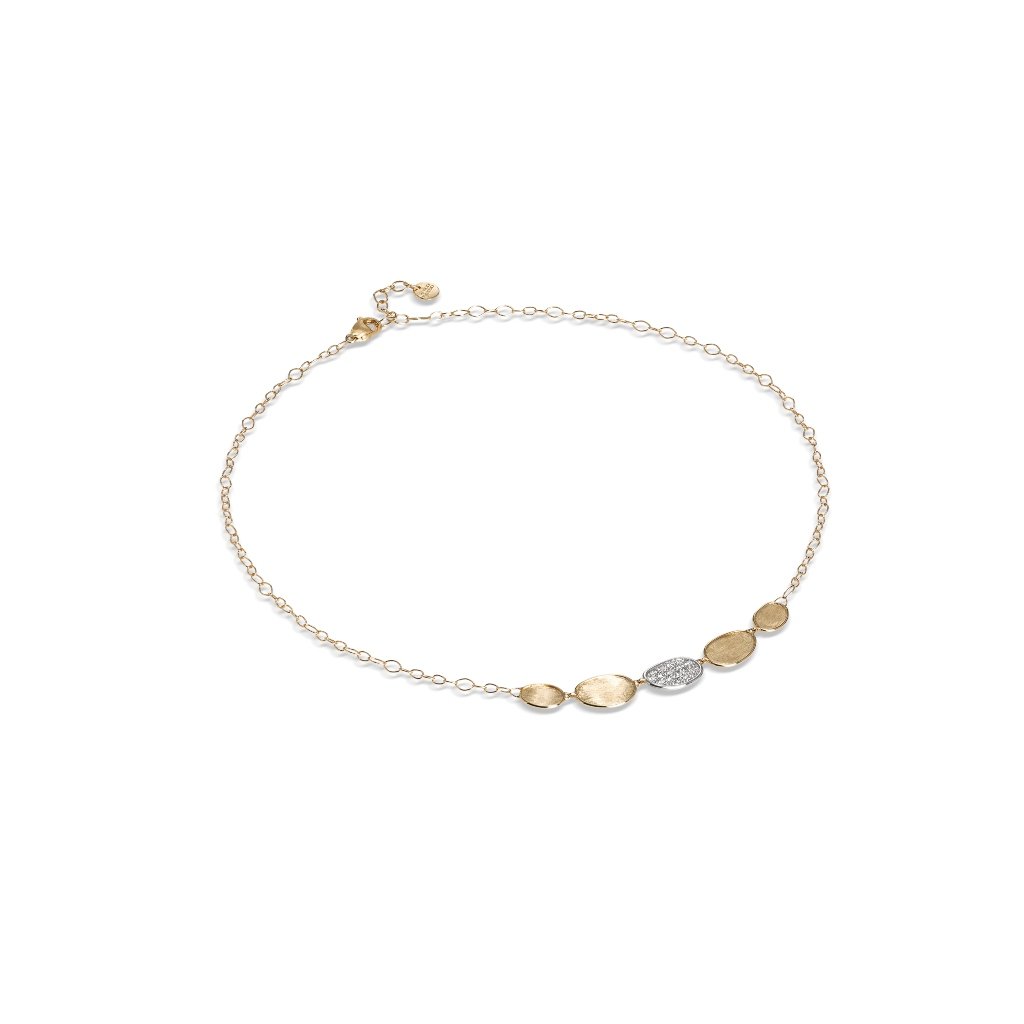 Lunaria "halfie" Petal Necklace With Diamonds