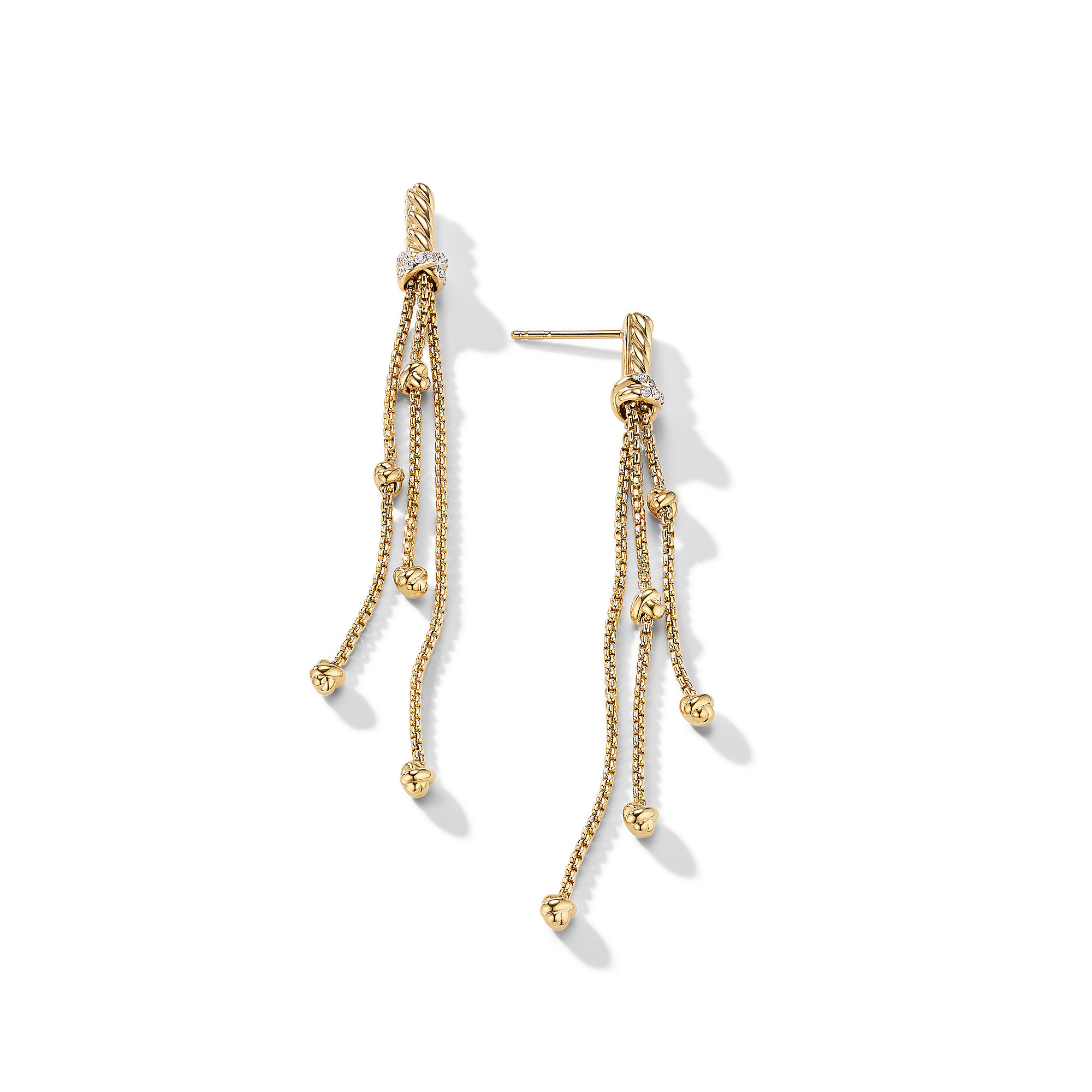 Petite Helena Chain Drop Earrings in 18K Yellow Gold with Diamonds