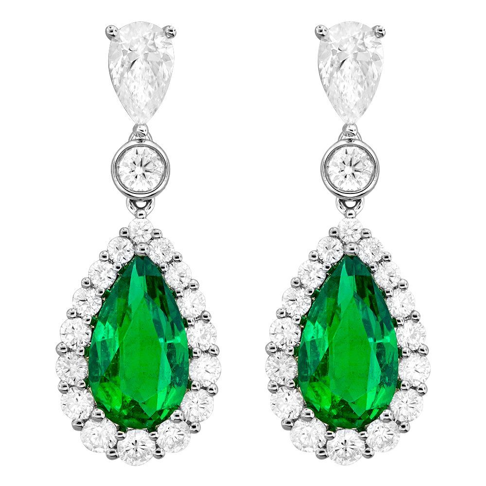 Emerald Pear-shaped Drop Earrings