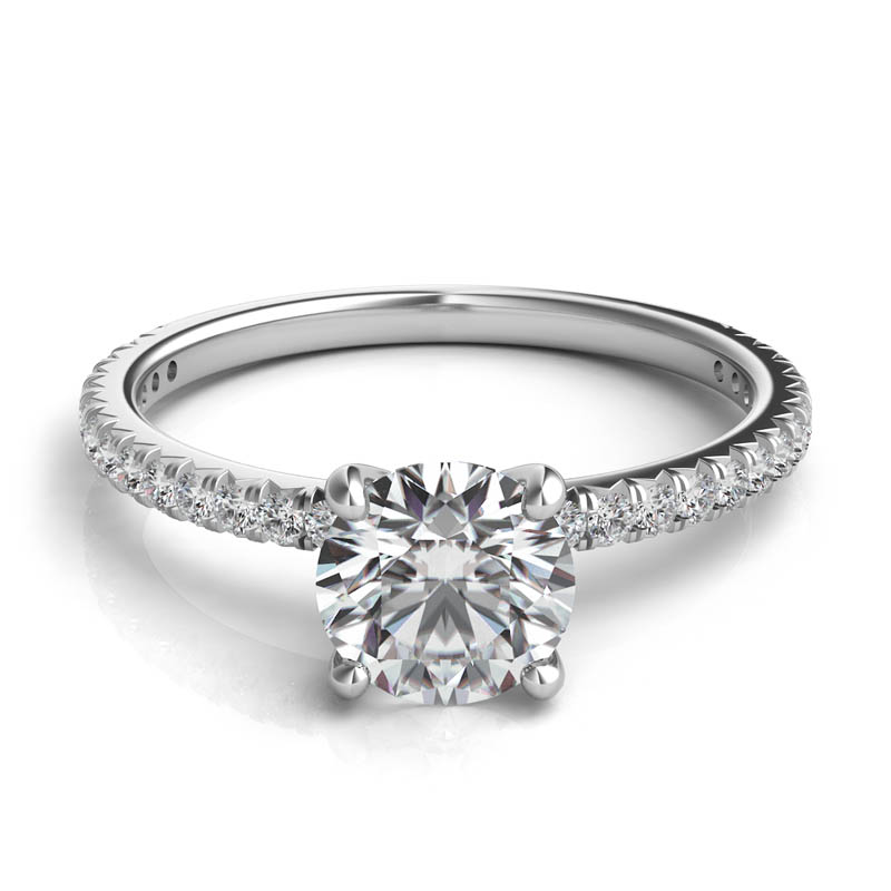 Simply Solitaire Collection Platinum Set Diamond Solitaire Engagement Ring  With Diamond Shoulders