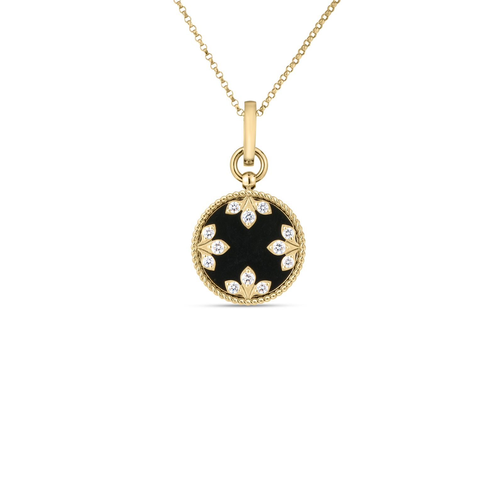 Colored Medallions Small Diamond And Black Jade Necklace